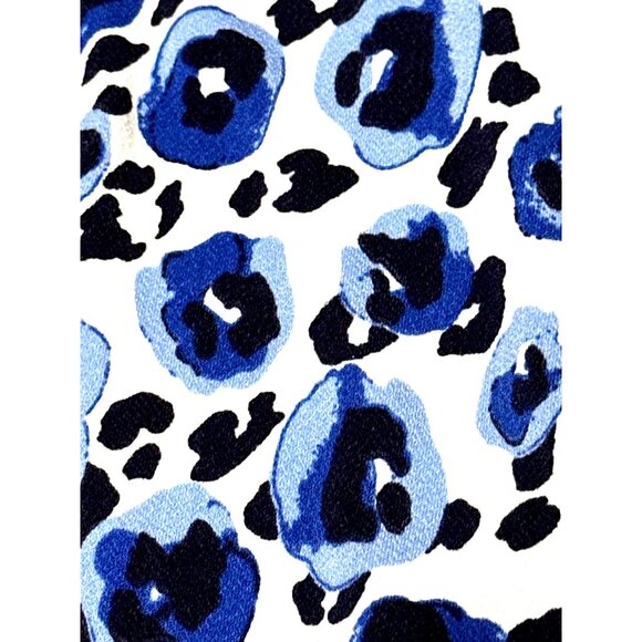 41 Hawthorn Small Blue Black Abstract Leopard Print Wrap Blouse - Picture 12 of 12